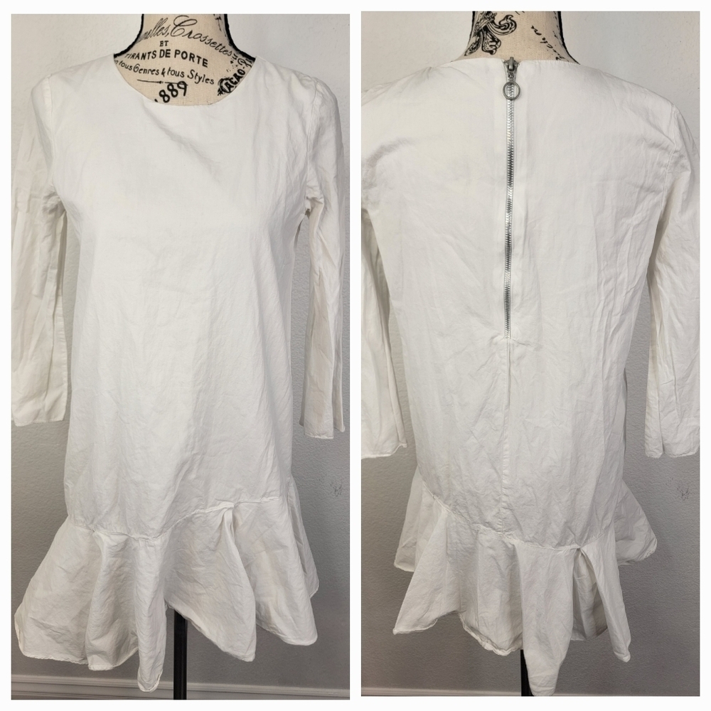 Zara dress Sz XS Drop Waist Layered 3/4 Sleeves Crewneck Beachy Lagenlook
